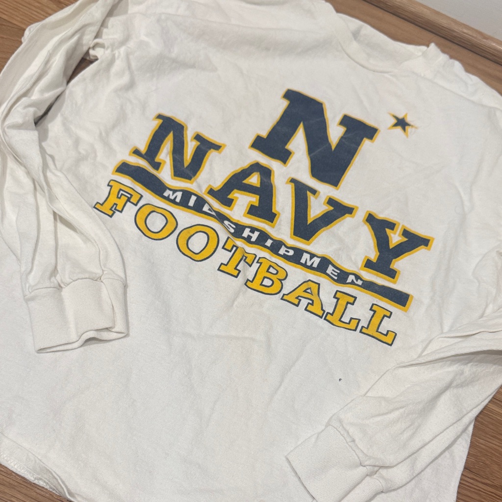 White Graphic Football Tshirt With Yellow  Navy Print